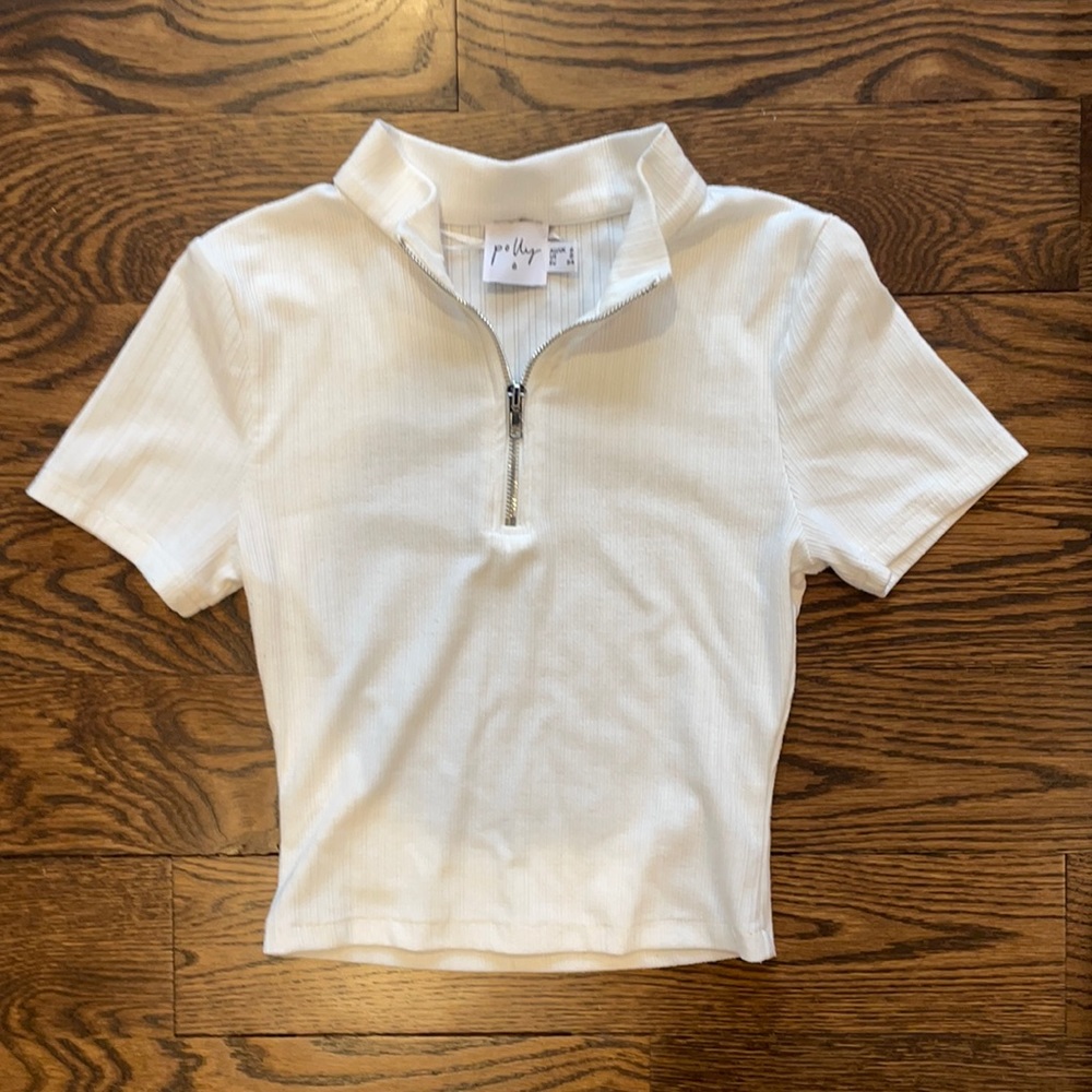 white collared top
